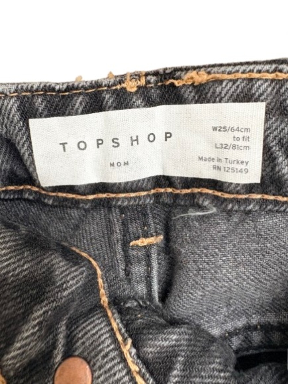 Topshop High-Rise Slim Taper "Mom" Jeans - Charcoal Wash - Picture 3 of 3